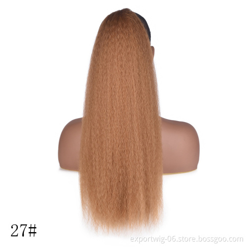 Drawstring Ponytail Hair Extension 22 Inch Synthetic Clip In Afro Kinky Straight Ponytail Hairpieces With Elastic Band Comb
